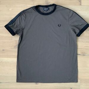 Fred Perry taped ringer tee grey/black Large